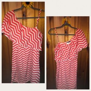 Coral and White striped dress